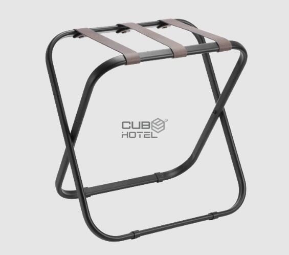 Soporte Maletas Acero Negro Cinta Piel